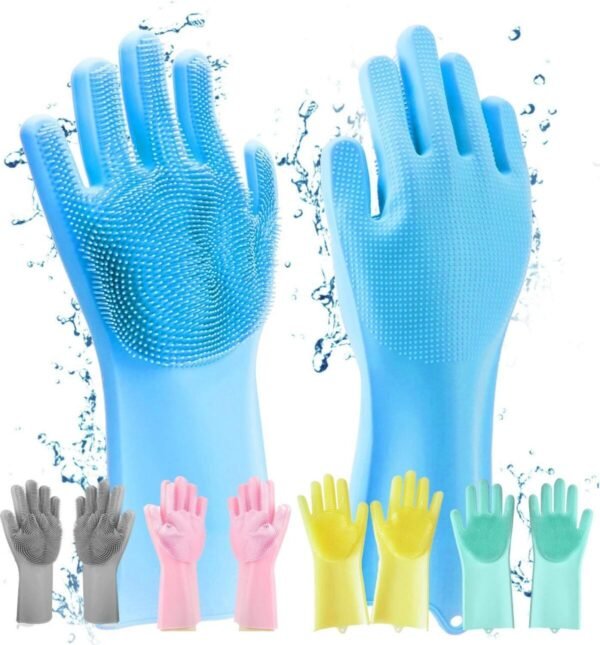 9035  Silicone Hand Gloves for Kitchen Dishwashing  Car, Bathroom  ( Pair )